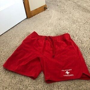 Men’s size small lifeguard swim trunks City of Omaha.